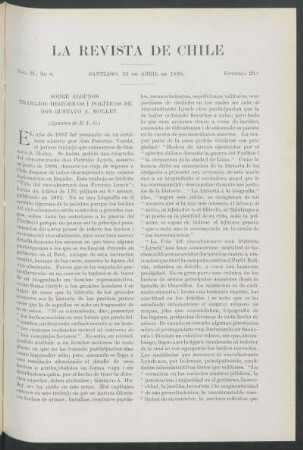 Sobre algunos trabajos históricos i políticos de don G. Adolfo Holley - (apuntes de E.L.G.)