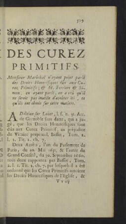Des curez primitifs.