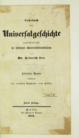 Bd. 5: Enthaltend der neuesten Geschichte erste Hälfte
