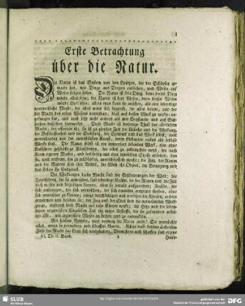 Erste Betrachtung über die Natur