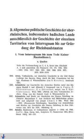 1. Vom Interregnum bis um Tode Kaiser Maximilians I.