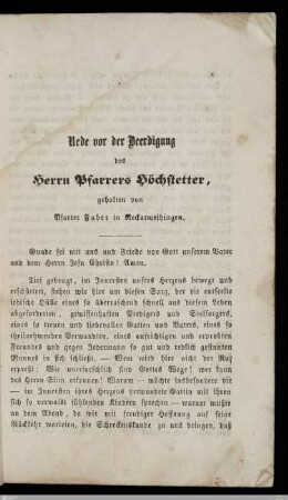 Rede vor der Beerdigung