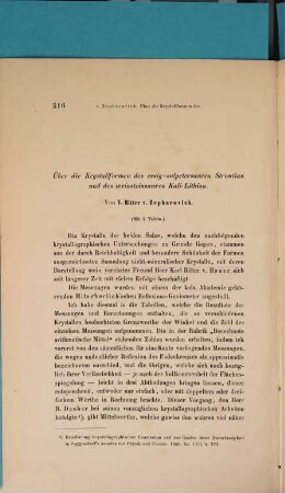 Separatabdrücke aus den Sitzungsberichten der Kais. Akademie der Wissenschaften in Wien, math.-naturwiss. Cl. : In 1 vol., 6