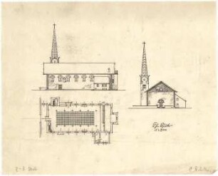 Döllgast, Hans; München; Kath. Pfarrkirche Heilig Blut - Grundriss; Ansichten