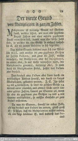 Der vierte Grund vom Multipliciren in ganzen Zahlen