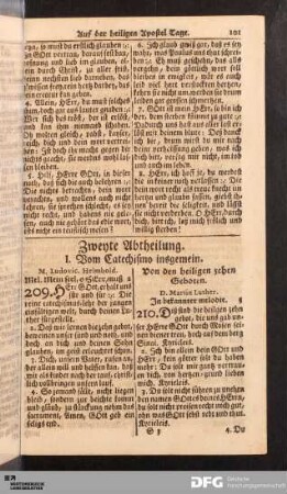 Zweyte Abtheilung. Begreift in sich die Ordnung des Catechismi.