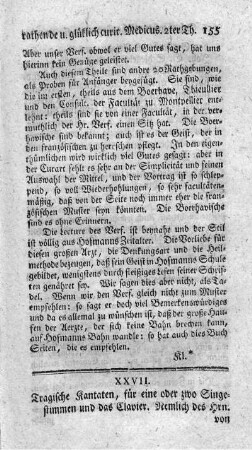 : Tragische Kantaten, für eine oder zwo Singstimmen und das Clavier.
