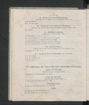 IV. Officianten der Universität und Universitäts-Verwandte.