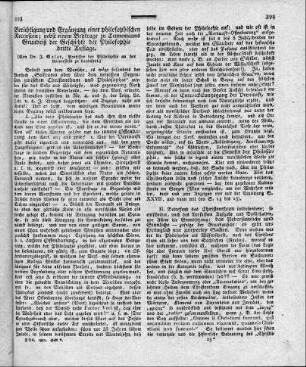 Berichtigung und Ergänzung einer philosophischen Recension; nebst einem Beytrage zu Tennemanns Grundriß der Geschichte der Philosphie dritte Auflage