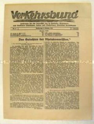 Mitteilungsblatt "Verkehrsbund" u.a. zur Wirtschaftlage im Rheinland