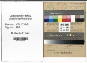 Entnazifizierung Fritz Buthenhoff , geb. 22.02.1890 (Angestellter)
