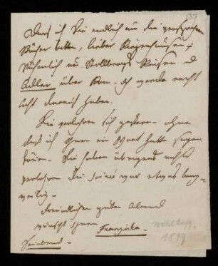 Brief von Franziska [...] an Johannes oder Franz Riepenhausen, Rom, 1819