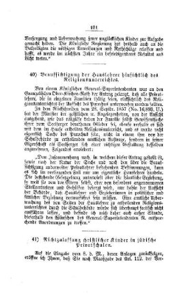 Beaufsichtigung der Hauslehrer hinsichtlich des Religionsunterrichts : [IV. Elementarschulwesen]