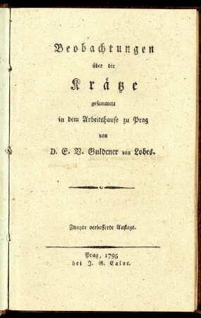 Beobachtungen über die Krätze