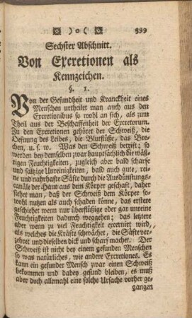 Sechster Abschnitt. Von Excretionen als Kennzeichen