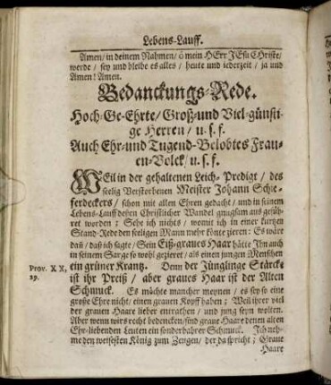 Bedanckungs-Rede