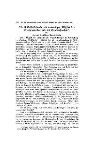 Die Volkssschullehrerin als notwendiges Mitglied der Schuldeputation und des Schulvorstandes