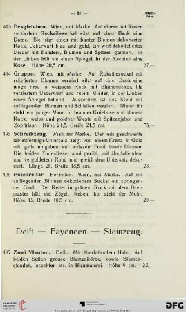 Delft – Fayencen – Steinzeug (Nr. 487-517)