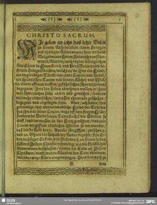 Leichenpredigt : Christo Sacrum. Textus. Erklärung. Lehr. II. Warnung. III. Trost. Commendatio Personae