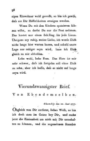 24. Von Ebendemselben - Chambly den 10 Juni 1777.