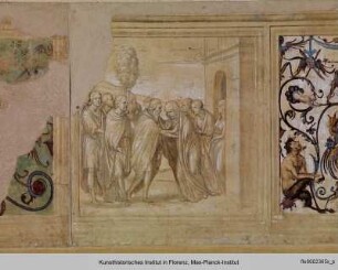 Die Ausstattung des Refektoriums : Die Geschichte von Joachim und Anna, Benediktinerheilige : Die Begegnung an der Goldenen Pforte