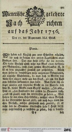 Den 21. des Maymonats. XLI. Stück