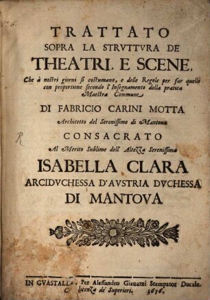 Trattato sopra la Struttura de Theatre e Scene