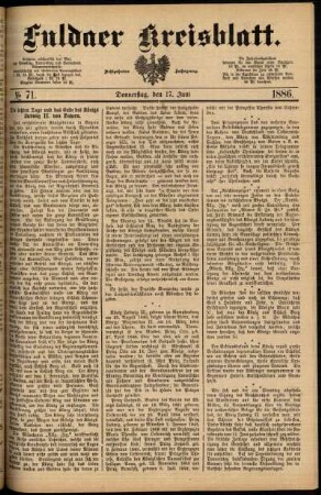 Ausgabe vom Donnerstag, den 17. Juni 1886.