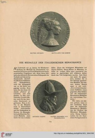 39: Die Medaille der italienischen Renaissance