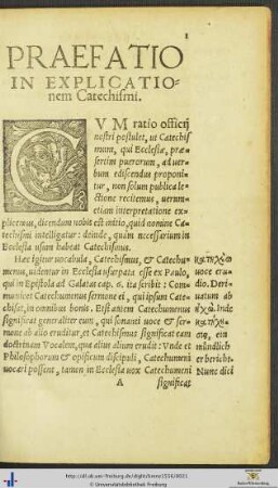 Praefatio In Explicatione Catechismi
