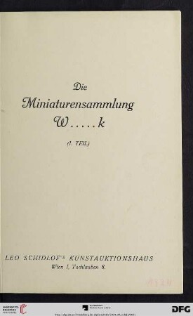 1: Sammlung Warneck: Versteigerung ...: Versteigerung: Freitag, den 11. April 1924