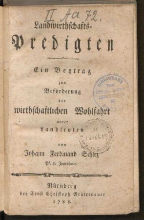 Landwirthschafts-Predigten