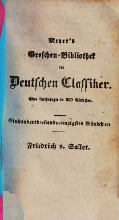 Anthologie aus den Gedichten von Friedrich v. Sallet : mit Biographie und Porträt