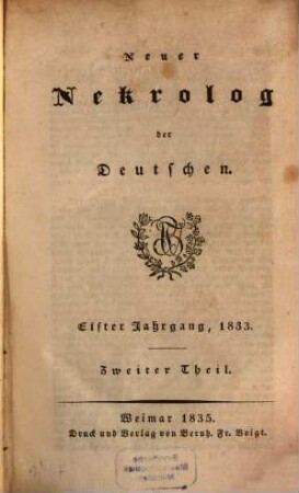 Neuer Nekrolog der Deutschen. 11,2. 1833 (1835)