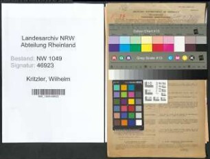 Entnazifizierung Wilhelm Kritzler , geb. 02.01.1900 (Angestellter)