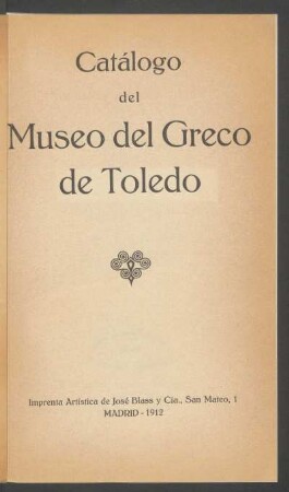 Catálogo del Museo del Greco de Toledo