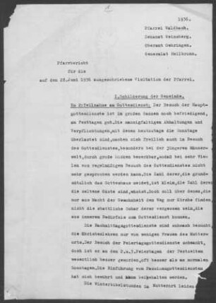 Waldbach mit Dimbach, Rappach und Scheppach: Pfarrbericht 1936
