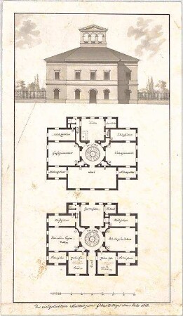 Voit, Johann Michael; Landhaus - Grundrisse, Ansicht