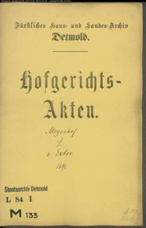 Meyerhof, Ecbert Felix gegen Albert von Exters Erben zu Iggenhausen - Schuldforderung