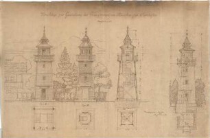 Thiersch, August ; Sonthofen (Bayern); Transformatorenstationen - Grundrisse, Ansichten, Schnitte