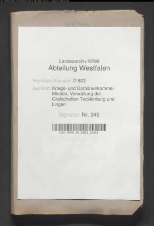 Revision des Lingenschen Ertrages und Verpachtung der Grafschaft Lingen