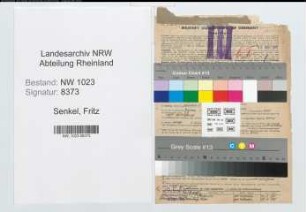 Entnazifizierung Fritz Senkel , geb. 09.07.1899 (Zollinspektor)