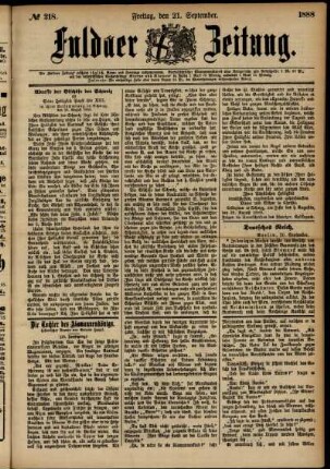 Ausgabe vom Freitag, den 21. September 1888.