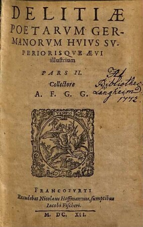 Delitiae Poetarum Germanorum Huius Superiorisque Aevi illustrium, 2