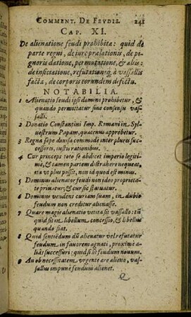 Cap. XI. De alienatione feudi prohibita [...]
