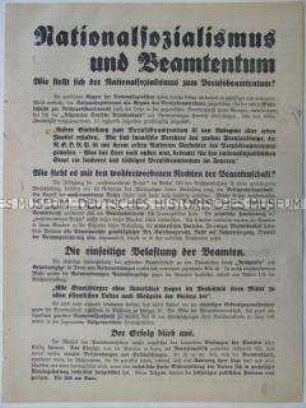 Propagandaflugblatt zum Wahlaufruf der NSDAP zur Reichspräsidentenwahl mit Blickrichtung auf die Wähler aus dem Beamtentum