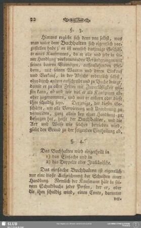 §. 4. [Eintheilung des Buchhaltens in das Einfache und Doppelte]