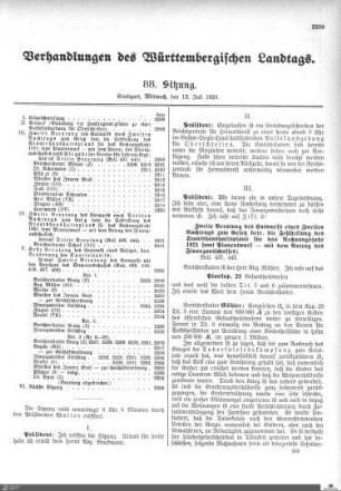 88. Sitzung, Stuttgart, 13.7.1921