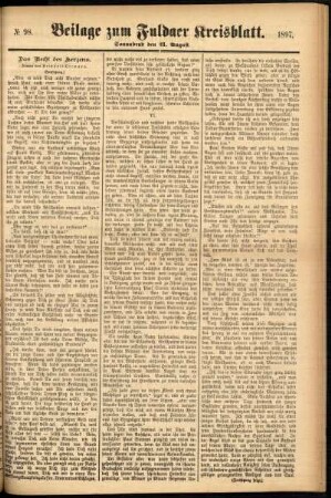 Zweite Ausgabe vom Samstag, den 21. August 1897.