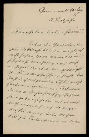 Brief von Friedrich Dernburg an Otto von Gierke, Grunewald (Landkreis Teltow), 20.8.1910